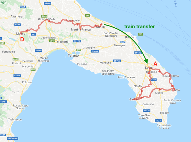 Dai Sassi di Matera al Salento in 8 giorni - Itinerario in bicicletta