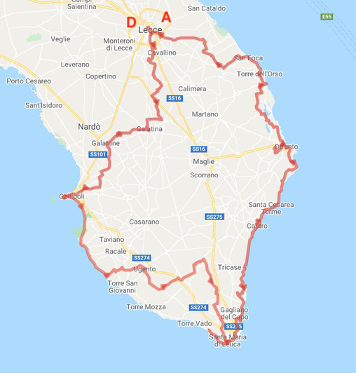 Tour del Salento - Itinerario in bicicletta