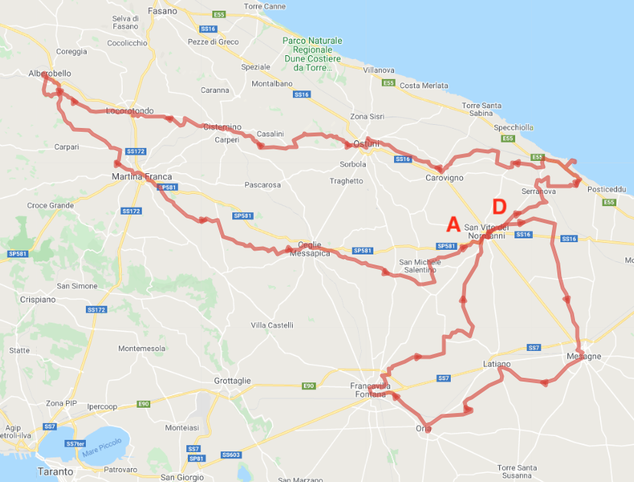 Le città bianche di Puglia - Itinerario in bicicletta